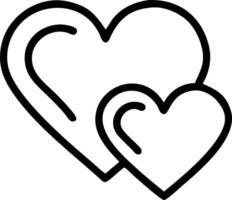 Two hearts in a line outline on a white background vector