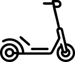 A black and white line drawing of a scooter vector