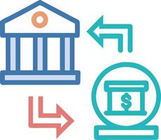 A bank building, a dollar sign and an arrow pointing to it vector