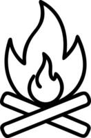A black and white illustration of a campfire vector