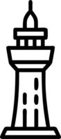 Illustration of a black and white tower with a spire on top and some vertical lines on the side wall vector