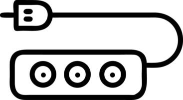 A black and white image of a plug and a power cord vector