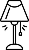 Illustration of a bedside lamp with a trapezoidal lampshade and pull string in a simple line drawing vector