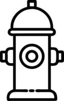 Simple line drawing of a fire hydrant with a rounded top and two side nozzles in black outline style vector