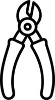 Illustration of wire cutters with black outline and white fill on a white background tool image vector