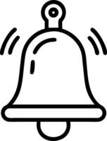 Illustration of a ringing bell with visible sound waves in a simple black and white outline style design vector