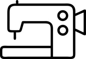 Illustration of a sewing machine with a needle and buttons in a simple black outline style graphic design vector