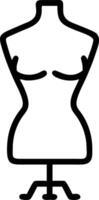 Outline drawing of a dress form mannequin with a stand for fashion design and sewing projects use case vector