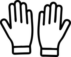 Illustration of two gloves with five fingers each, presented in a simple black outline style design vector