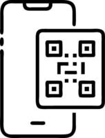 A black and white image of a smartphone with qr code vector