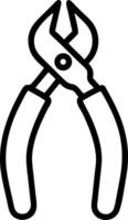 Illustration of a cutting plier tool with black outline and curved handles on a white background vector