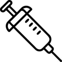 A simple line drawing of a syringe with a plunger and needle used for medical injections and vaccinations vector