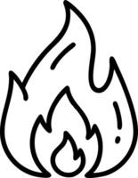 Illustration of a stylized flame with bold black outlines on a white background showing fire element vector