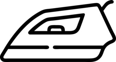 Illustration of a simple black outline of an iron used for pressing and smoothing clothing items flat vector