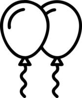 Illustration of two balloons with curly strings in a simple black outline style design element on white background vector