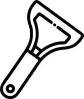 Outline drawing of a car ice scraper with a handle and a scraper head on a white background vector