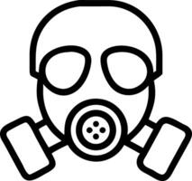 Illustration of a gas mask with two filters and a central circular vent in a simple line drawing style vector