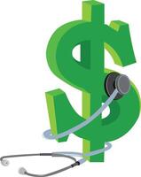 A dollar sign with a stethoscope around it vector