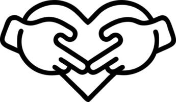 Hands forming a heart shape in black outline on a white background creating a symbol of love and care vector