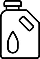Outline drawing of a rectangular jug with a handle and a teardrop shape on the side of the container vector