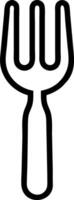 Illustration of a simple black outline of a fork with three tines on a plain white background image vector