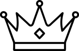 A simple line drawing of a crown with pointed edges and a diamond shape in the center design element vector