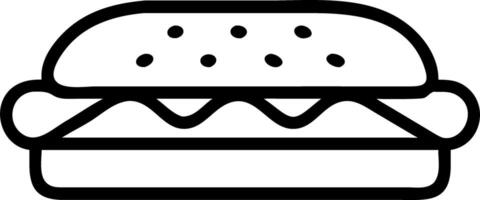 A hamburger is shown in a black and white drawing vector