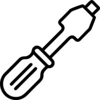 Illustration of a simple black outline of a screwdriver with a handle and a flat head tip tool design vector