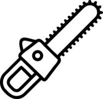 Illustration of a chainsaw with a black outline and white fill on a white background in a simple style vector