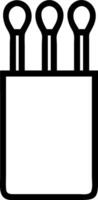 Three matches standing upright in a rectangular box with rounded corners in a simple line drawing style vector