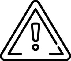 A simple line drawing of a triangular warning sign with an exclamation point inside the triangle shape vector