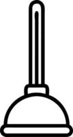 A simple line drawing of a plunger with a black outline and a white background in a minimalist style vector