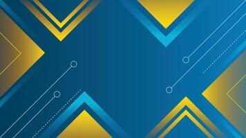 Dynamic abstract background featuring blue and yellow arrow shapes with digital line accents vector