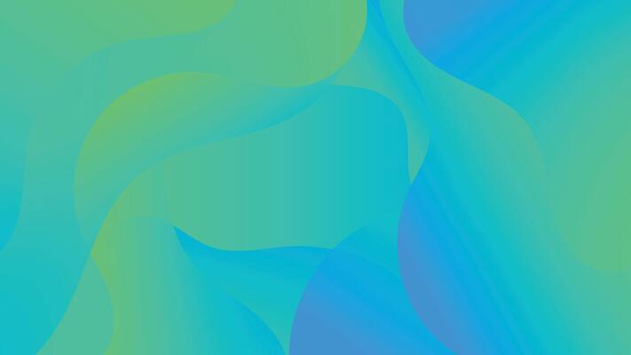 Minimal abstract background in blue and green gradient tones with flowing smooth artistic shapes