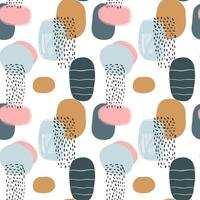 Seamless pattern with simple doodle shapes. Geometric abstract background. Hand drawn backgrounds in pastel colors. vector
