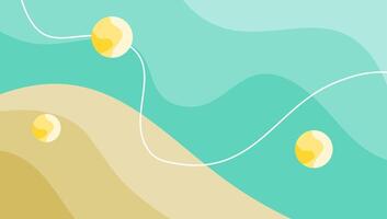 Abstract wavy hill and blue sky with pastel color and circles. Minimalist soft elegant fluid or liquid design for wallpaper. vector