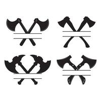 Axe Tool monogram, Fireman Axe, Crossed Axe, Viking Axe vector