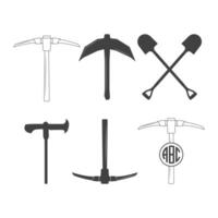 Pickaxe monogram, Miner Pickaxe and Pickaxe Silhouette vector