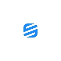 SS letter square logo design, blue symbol digital tech vector