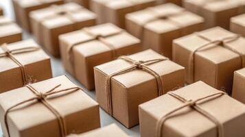 A collection of small, wrapped gift boxes. generated, closeup photo