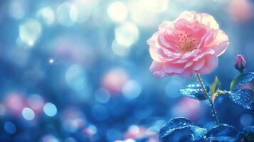 A serene rose amidst a dreamy, blurred background. photo