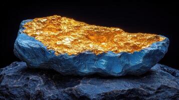 A large mineral specimen with golden surface. photo