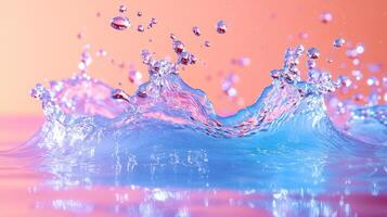 Water splash with vibrant colors and reflections. photo