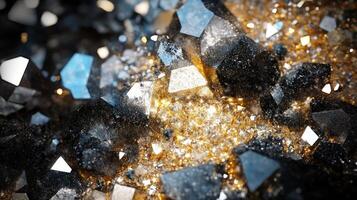 Close-up of sparkling mineral crystals and textures. photo
