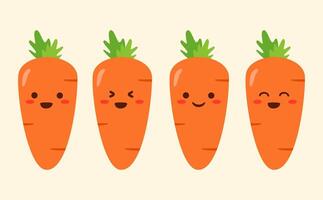 Cute carrot character. Set mascot carrot with different face expression. Cartoon illustration vector