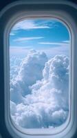 Clouds viewed from an airplane window. photo