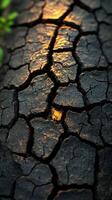 Cracked surface with light reflection. photo