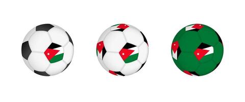Collection football ball with the Jordan flag. Soccer equipment mockup with flag in three distinct configurations. vector