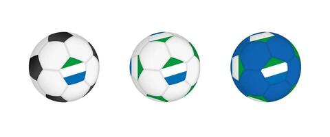 Collection football ball with the Sierra Leone flag. Soccer equipment mockup with flag in three distinct configurations. vector