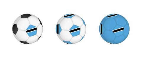 Collection football ball with the Botswana flag. Soccer equipment mockup with flag in three distinct configurations. vector
